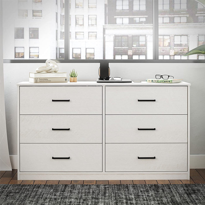 Edgewater 6-Drawer Dresser in White Oak