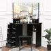 Black Vanity Desk with Mirror and Lights