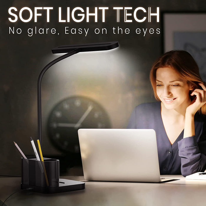 Black Desk Lamp with Gooseneck and Touch Control