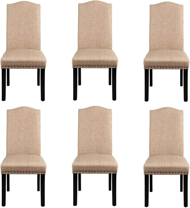 Khaki Upholstered Parsons Dining Chairs Set of 6