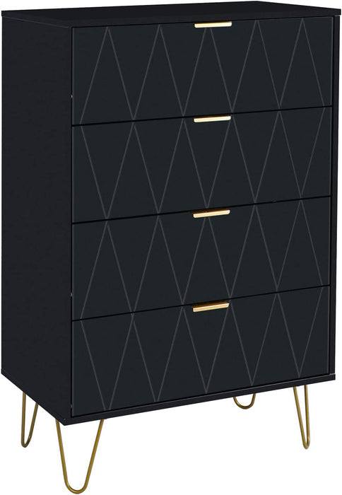 4 Drawer Dresser, Black, Nightstand