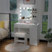 White Vanity Table Set with Lighted Mirror