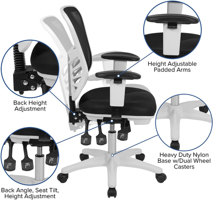 Black Mesh Executive Office Chair with Adjustable Arms