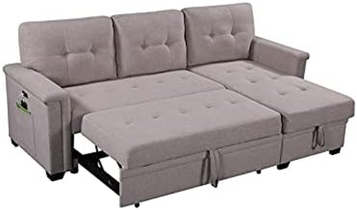 Gray Reversible Sleeper Sectional Sofa