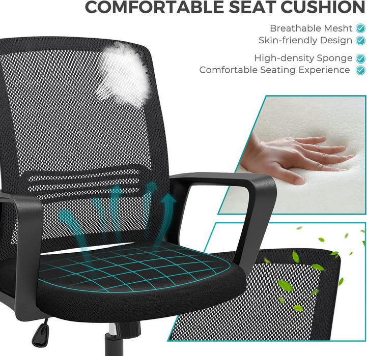 Ergonomic Mesh Office Chair with Armrests and Wheels