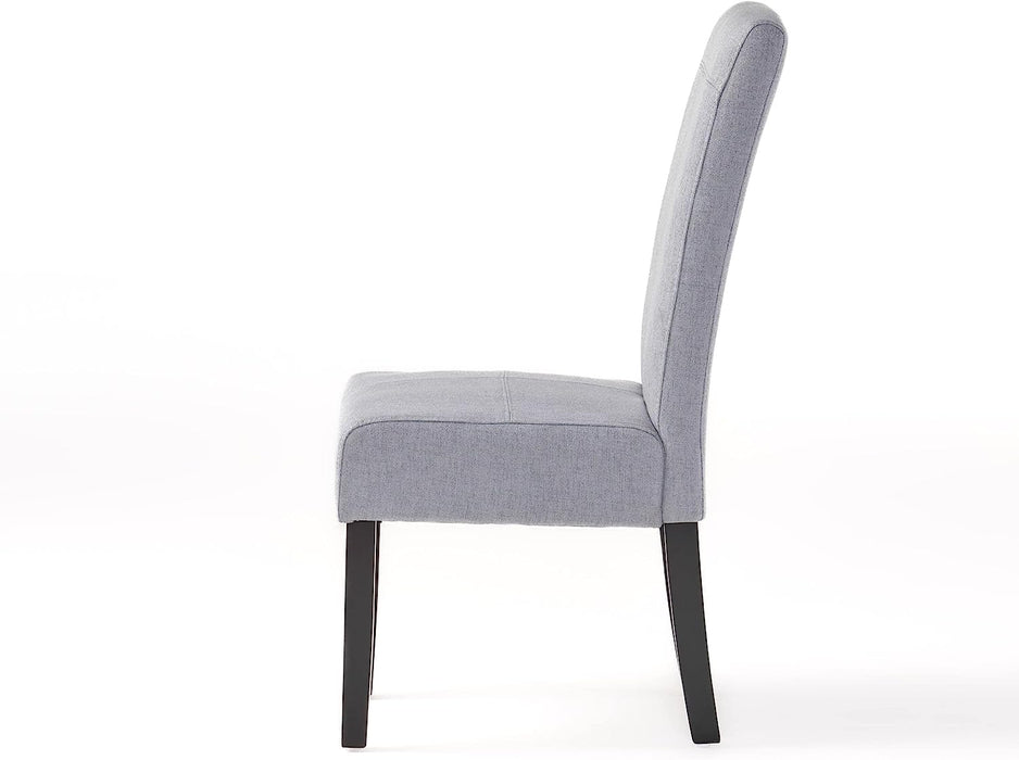 Set of 2 Pertica Fabric Dining Chairs, Light Grey Wood