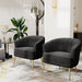 Modern Black Velvet Accent Chair with Golden Legs