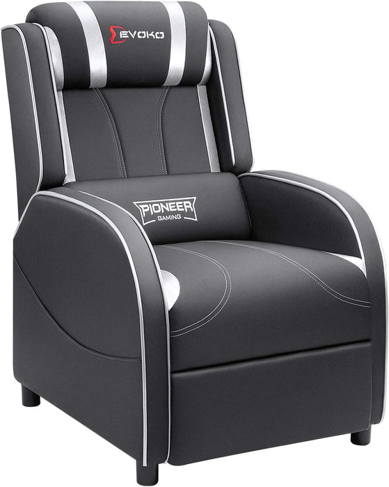 Massage Gaming Recliner Chair, Silver