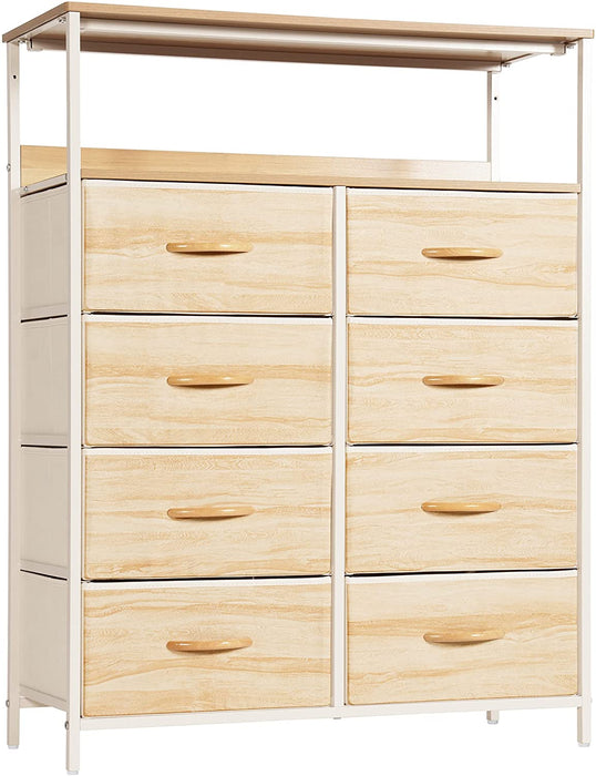 8-Drawer Fabric Dresser with Shelves, Nature