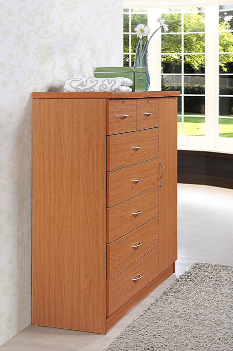 Jumbo 7-Drawer Chest with Hanging Rod, Cherry