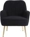 Golden-Legged Black Teddy Chair for Home Office