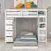 Twin Loft Bed with Desk and Storage Drawers, White