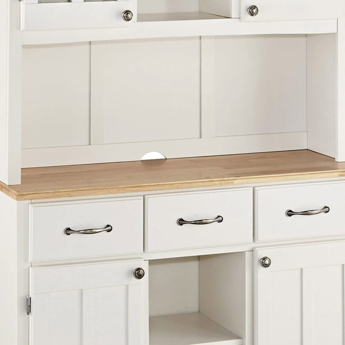 Off-White Server with Hutch and Wood Top