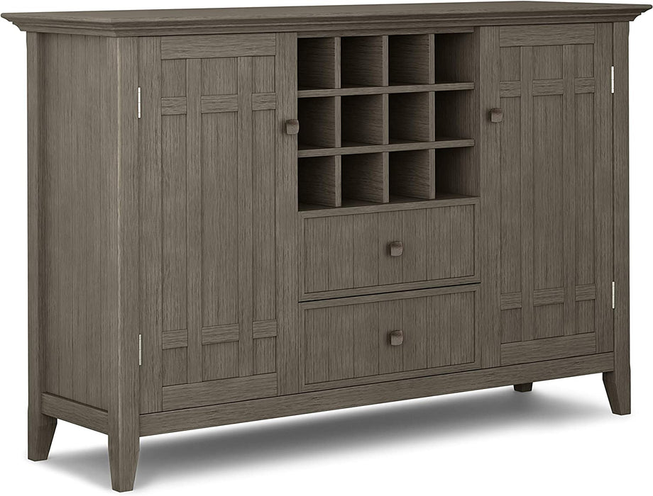 Farmhouse Grey Transitional Sideboard Buffet with Winerack and Storage