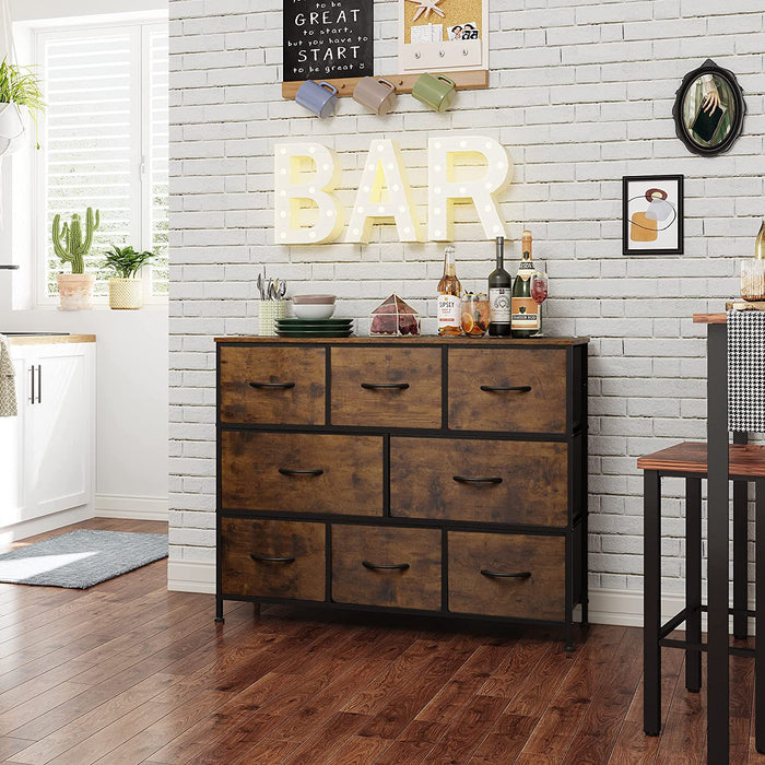 Rustic Brown Dresser with 8 Large Deep Drawers