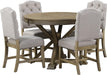 Farmhouse 5-Piece Dining Table Set with Extendable Table and 4 Comfortable Upholstered Chairs