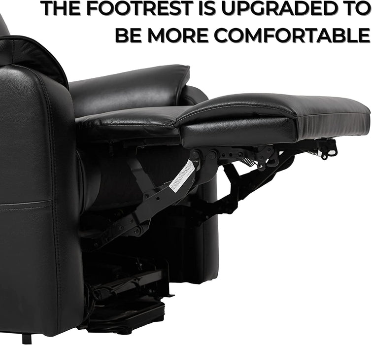 Black Faux Leather Electric Power Lift Recliner