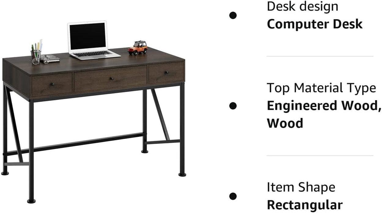 42″ Wood Writing Desk with 3 Drawers