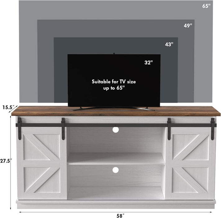 65-Inch Farmhouse TV Stand with Sliding Barn Doors