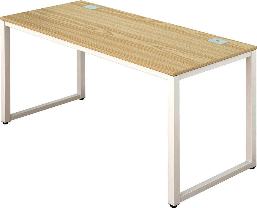 White Frame Oak Top 55-Inch Desk