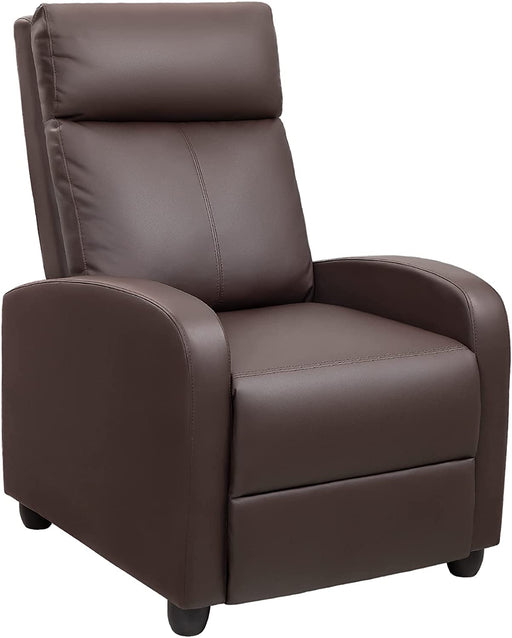 Nut Brown Recliner Sofa with Thick Cushion