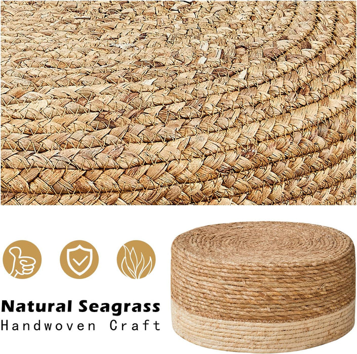 Seagrass Handwoven Foot Stool with Non-Skid Legs