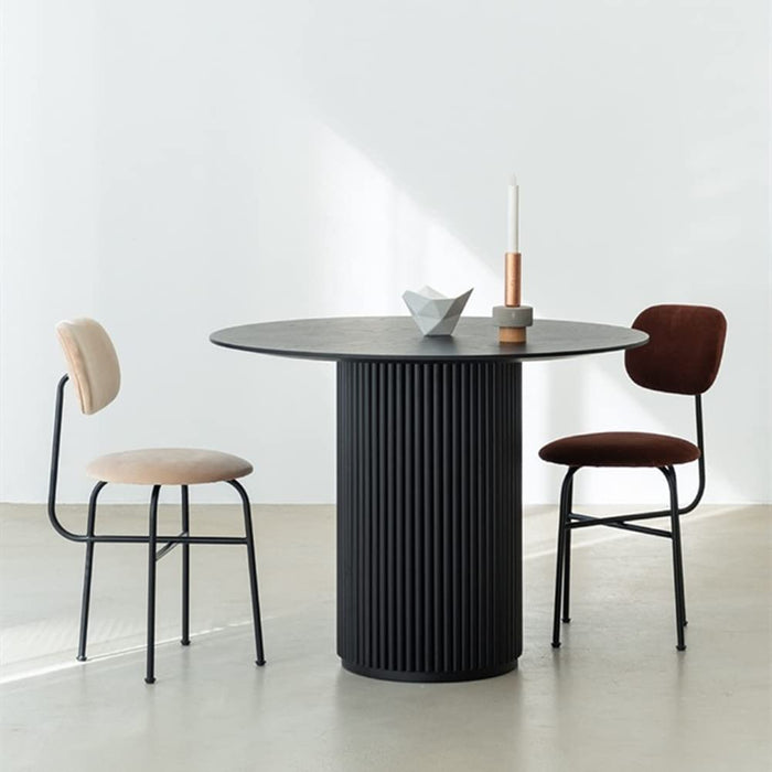 Black Solid Wood Pedestal Dining Table, 47.2″