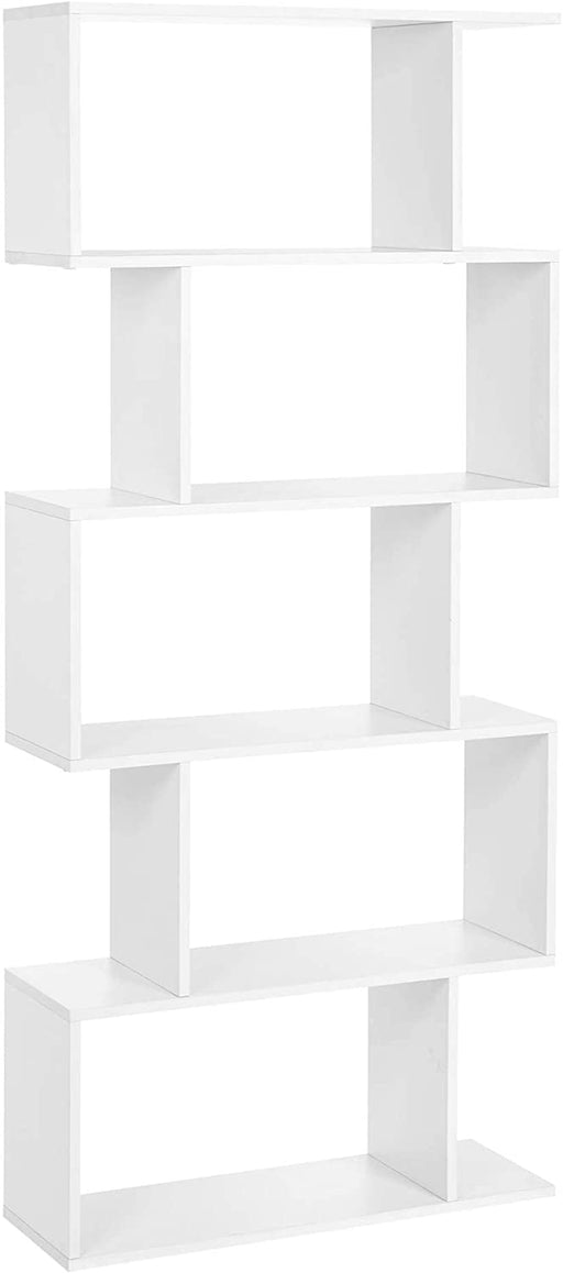 White 5-Tier Wooden Room Divider Bookshelf