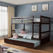 Full over Full Wood Bunk Bed with Trundle and Safety Guardrails