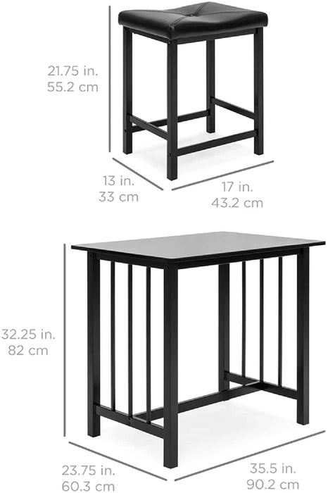 Compact 3-Piece Counter Height Dining Table Set