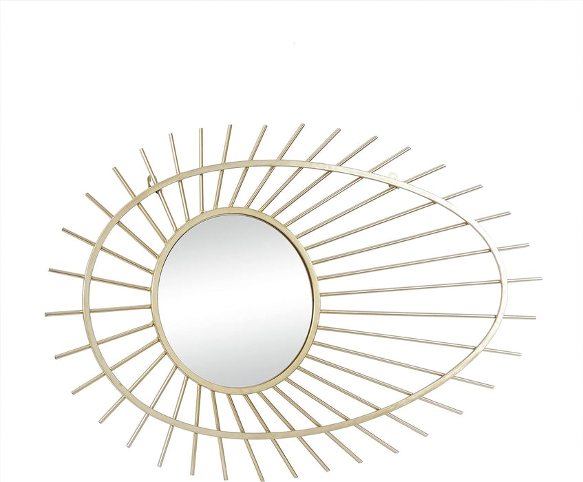 Metal round Wall Mirror, 22" X 1" X 34", Gold