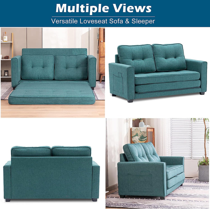 Modern Teal Loveseat Sleeper for Small Spaces