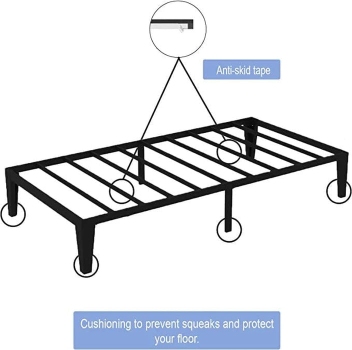 Twin Size Black Metal Platform Bed Frame W/ Steel Slats