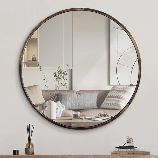 Round Wall Mirror, Bronze 16 Inch, Modern Decorative