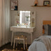 White Vanity Desk Set with Lighted Mirror & Makeup Cabinet