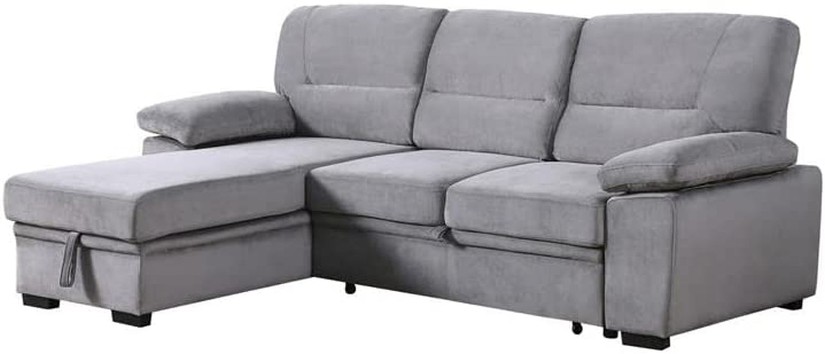 Gray Velvet Reversible Sleeper Sectional Sofa