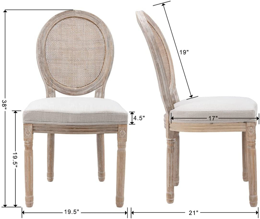 Farmhouse Style Upholstered Dining Chairs (Set of 4, Beige)