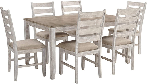 Whitewash Cottage Dining Table Set with 6 Chairs