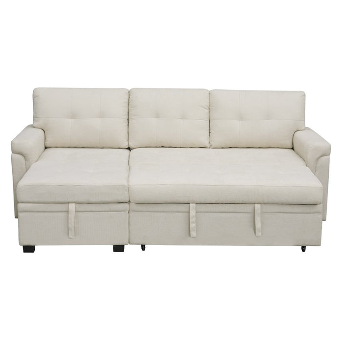 L-Shaped Velvet Sleeper Sectional with Storage