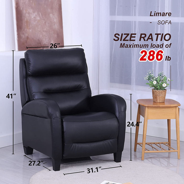 Black Leather Single Recliner Sofa with Automatically Lifting