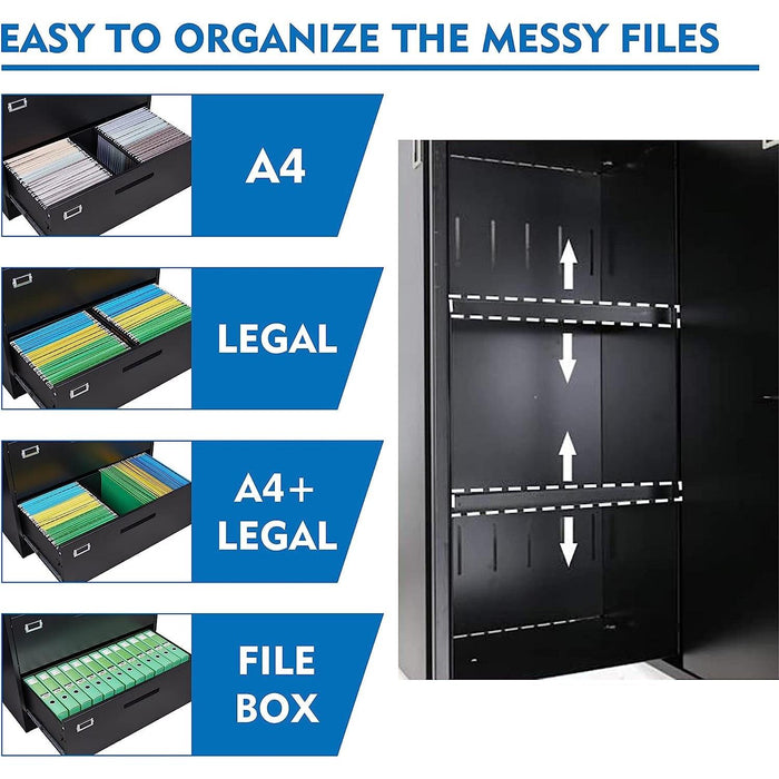 Lockable 4-Drawer Lateral File Cabinet for Office/Home