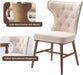 Driftwood Wingback Upholstered Dining Chairs Set of 2 in Cream