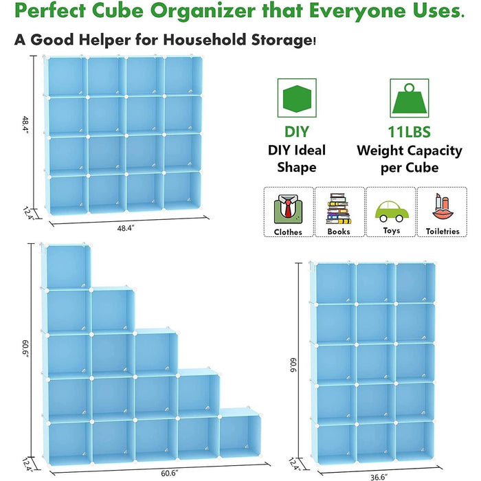 16-Cube Blue Storage Organizer for Home and Office