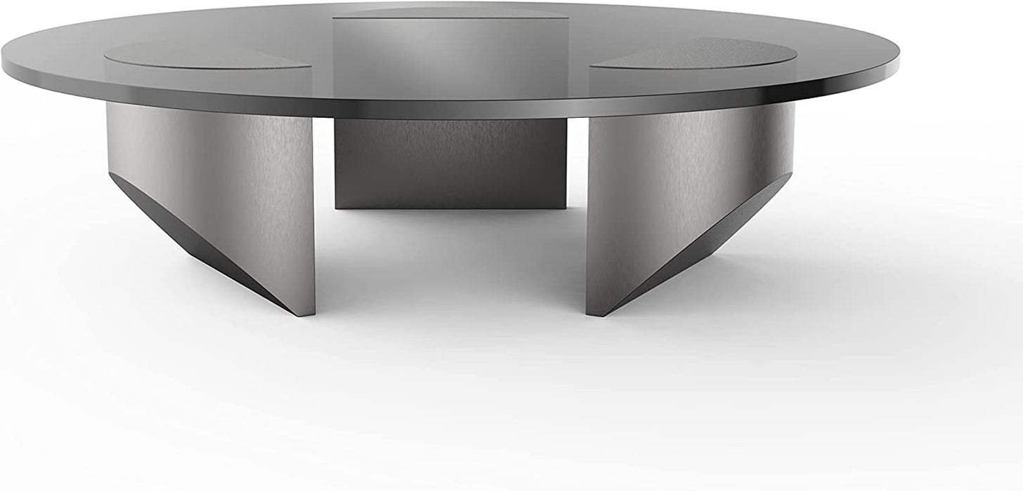 Modern Black Glass Top Wedge Coffee Table