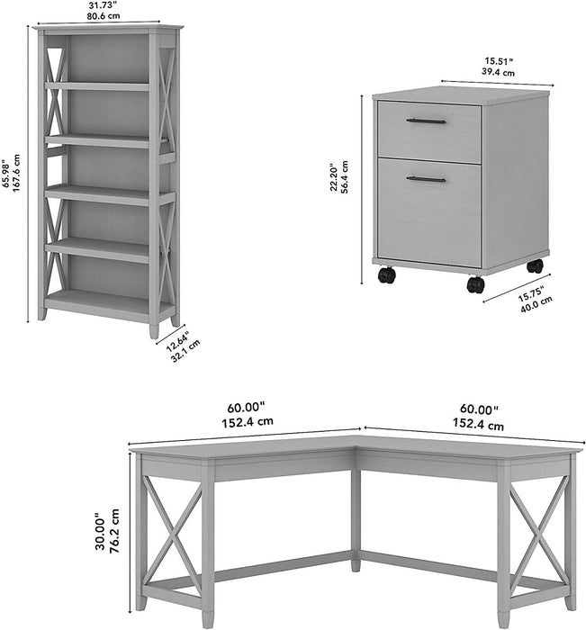 Key West L Shaped Desk with Mobile File Cabinet