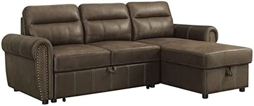 Ashton Reversible Sleeper Sectional Sofa in Brown