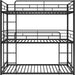 Metal Triple Bunk Bed with Built-In Ladder and Guardrails