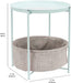 Round Storage End Table with Cloth Basket - Mint/Gray