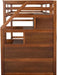 Walnut Twin Bunk Bed with Trundle and Storage Staircase