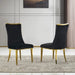 Black Velvet Dining Chairs Set of 6 with Gold Legs